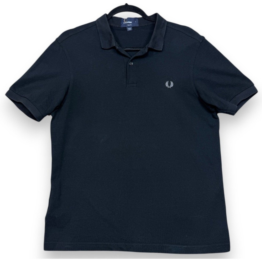 Fred Perry Polo Shirt Mens L Black M6000 Slim Fit Cotton Pique Short Sleeve